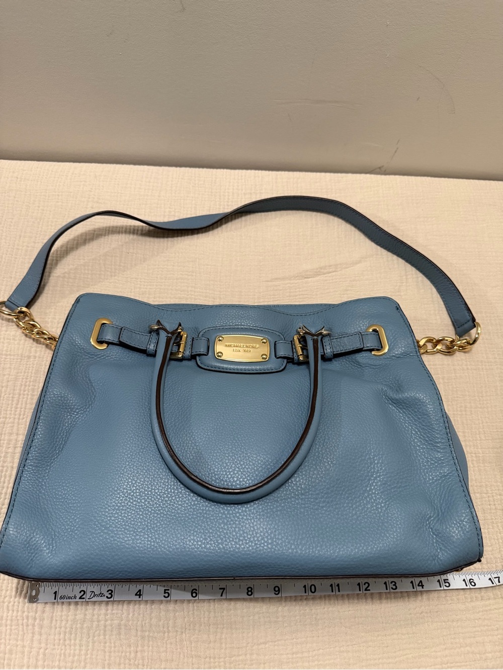 Michael Kors Blue Leather Satchel - Picture 5 of 6